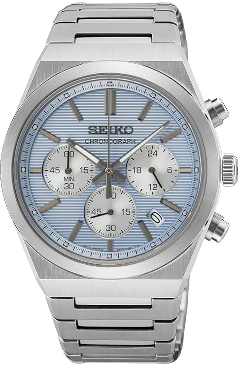 Seiko Chronograph Quartz Light Blue Dial Watch-SSB459P1