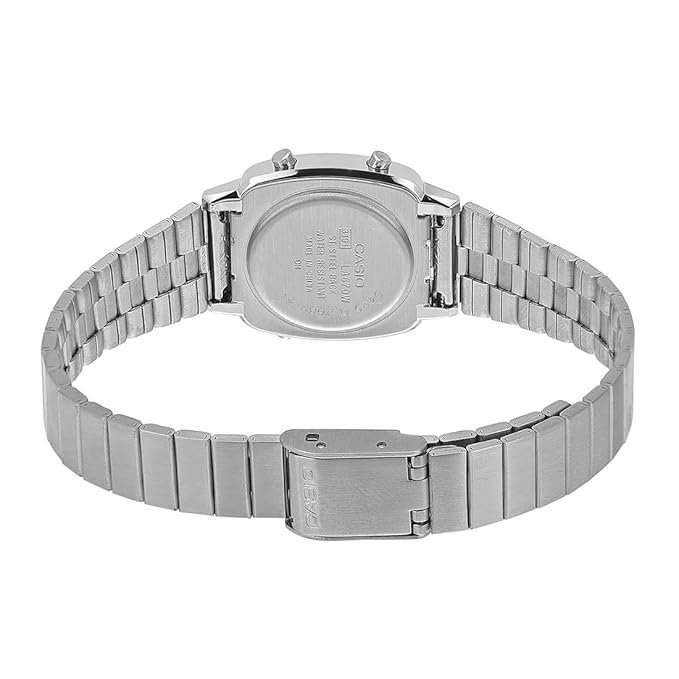 Casio Men Vintage LA670WA-1DF Black Digital Dial Silver Stainless Steel Band D089