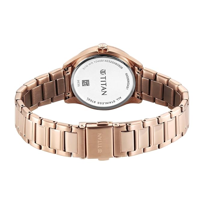 Titan Glamour Silver Round Dial Stainless Steel Watch for Women - 95326WM01