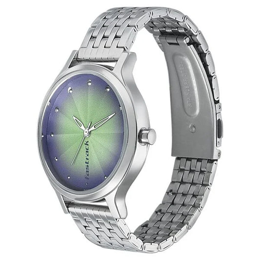 Fastrack Sunburn Quartz Analog Green Dial Metal Strap Watch for Girls NM6212SM01