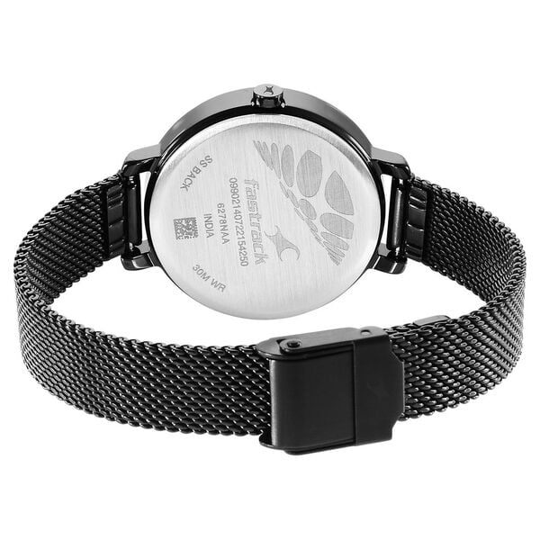 Fastrack Younique Quartz Analog Black Dial Stainless Steel Strap Watch for Girls NR6278NM01