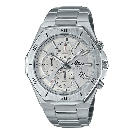 Casio Edifice EFB-680D-7AVUDF White Analog Dial Silver Stainless Steel Band Men's Watch Chronograph Sapphire Glass EX552