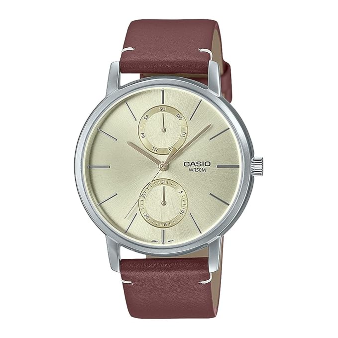 Casio Men Leather Analog White Dial Watch-Mtp-B310L-9Avdf - A2063