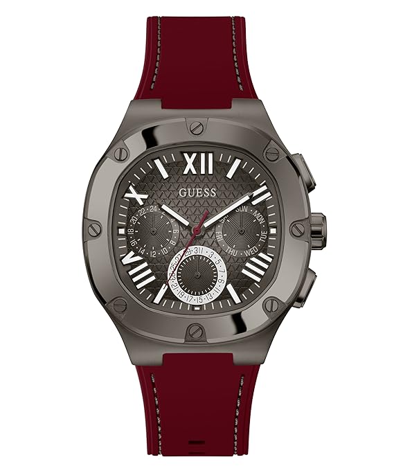 GUESS Men Gunmetal Square Stainless Steel Dial Analog Watch- GW0571G4