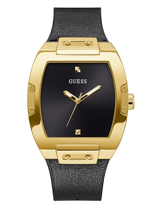 Guess Mens 43 mm Phoenix Black Dial Genuine Leather Analog Watch - GW0386G3