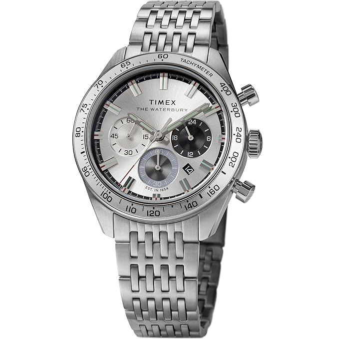TIMEX Waterbury Silver-Tone Round Dial Analog Men's Watch - TW2Y18700UJ