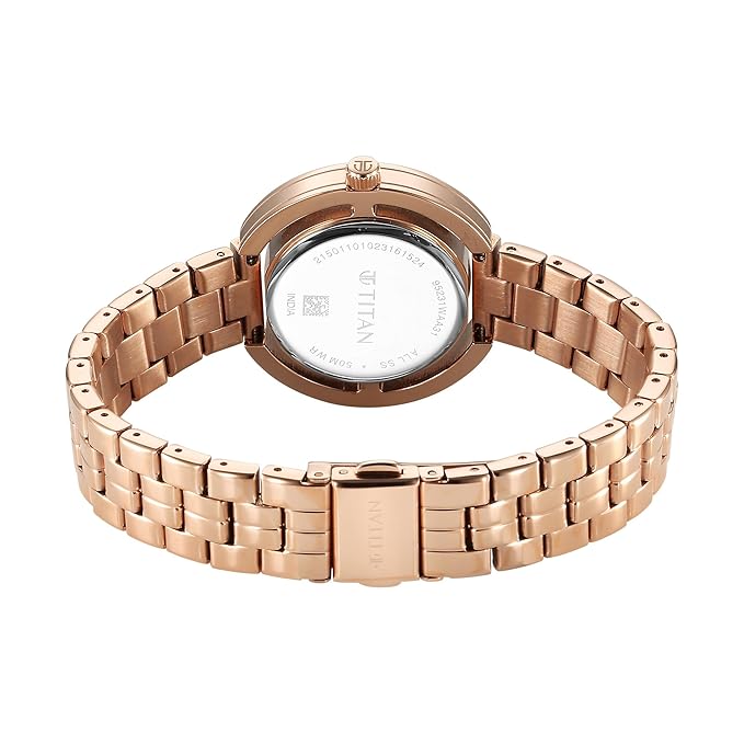 Titan Purple Abstract Quartz Analog Rose Gold Stainless Steel Strap for Women-95231WM01