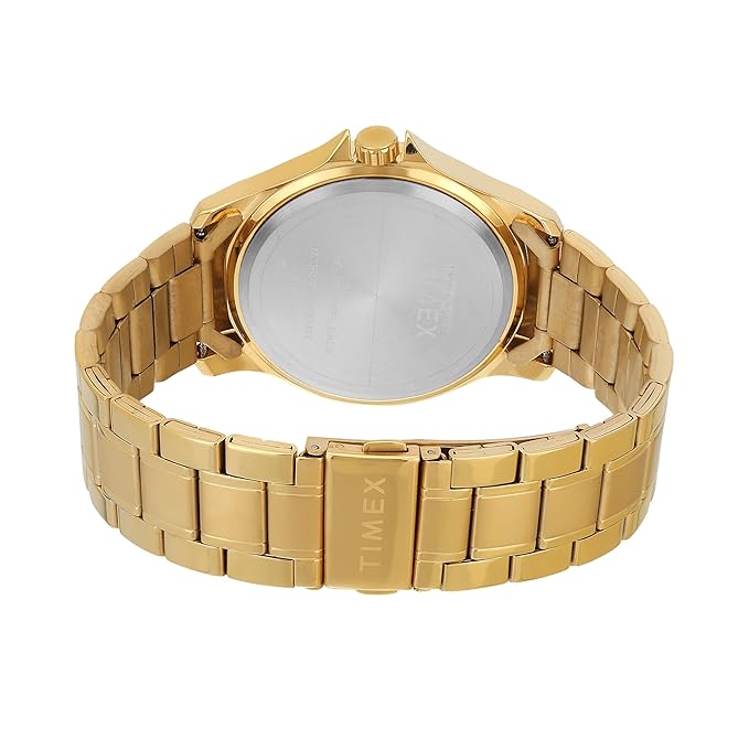 TIMEX Analog Watch for Man with Champagne Round Dial & Rose Gold Stainless Steel Bracelet Band Water Resistant Men's Wrist Watches - TW000X143