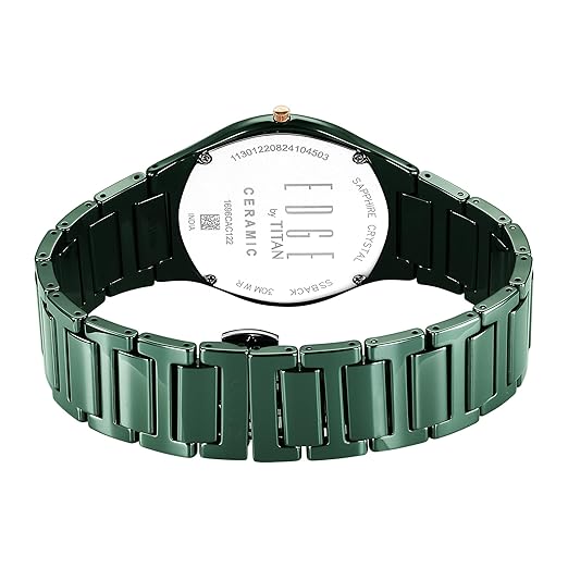 EDGE Titan Bicolour Quartz Analog Green Dial and Green Ceramic Strap Watch for Men/NT1696KC10