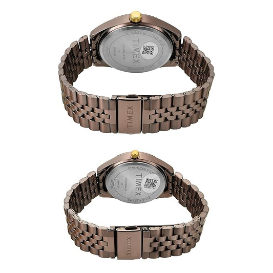TIMEX Trendline Brown Round Dial Analog Pair Watch - TW00PR344