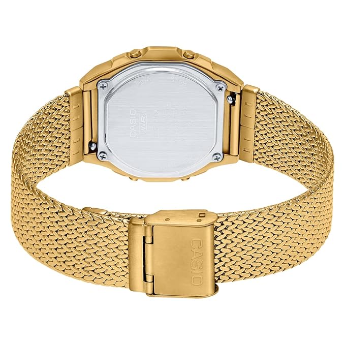 Casio Unisex Vintage A1000MGA-5DF Black Digital Dial Gold Stainless Steel Mesh Band D277