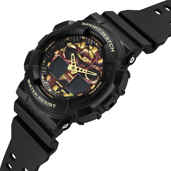 SF Vigour Quartz Digital Analog Digital Multicolor Dial with Black Color Plastic Strap Watch for Unisex NT87058PP05
