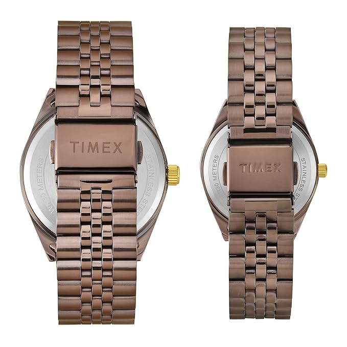 TIMEX Trendline Brown Round Dial Analog Pair Watch - TW00PR344
