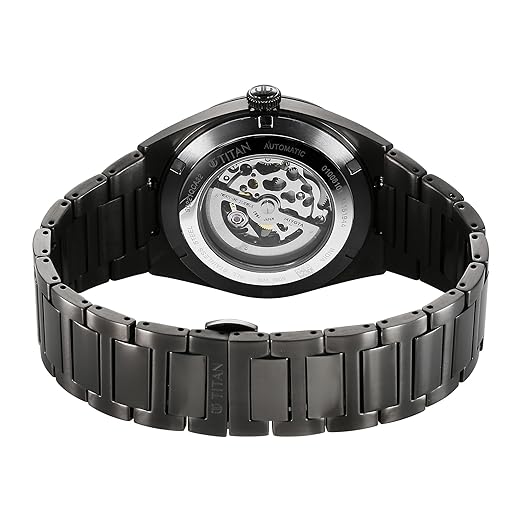 Titan Nexus Skeletal Automatic Analog with Gun Dial Gun Stainless Steel Strap Watch for Men - 90221QM02