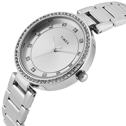 TIMEX Trendline Women Quartz Silver Dial Analog Stainless Steel Watch TWEL18730