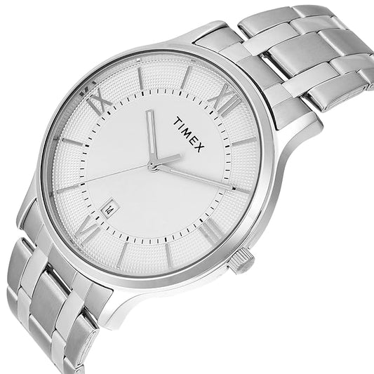 Timex Fashion Men Quartz Silver Dial Analog Stainless Steel Watch TWTG10516