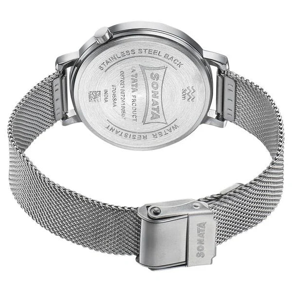 Sonata Elegent Essentials Quartz Analog Pink Dial Stainless Steel Strap Watch For Women