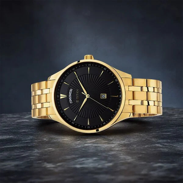 Titan Regalia Opulent Black Dial Analog with Day and Date Stainless Steel Strap watch for Men nu90127ym02