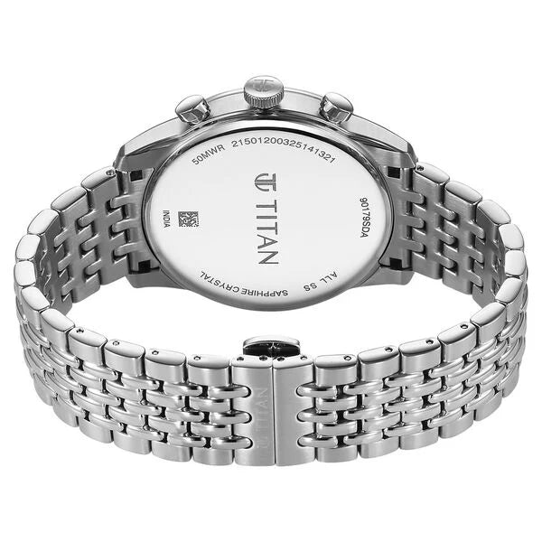 Titan Micromotors Analog with Independent Hour, Minute and 2nd Sub-Dial Green Dial Stainless Steel Strap Watch for Men 90179sm01