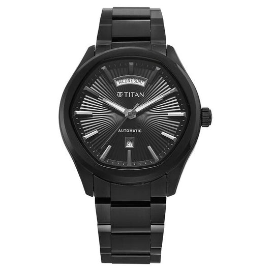 Titan Astral Concealed Automatic Analog with Black Dial Black Stainless Steel Strap Watch for Men - 90209NM01