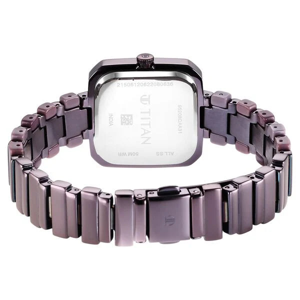 Titan Glitz Purple Dial Metal & Plastic Strap Watch for Women ns95208qd01