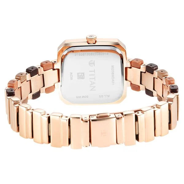 Titan Glitz Rose Gold Dial Analog Metal Strap watch for Women ns95208wd01