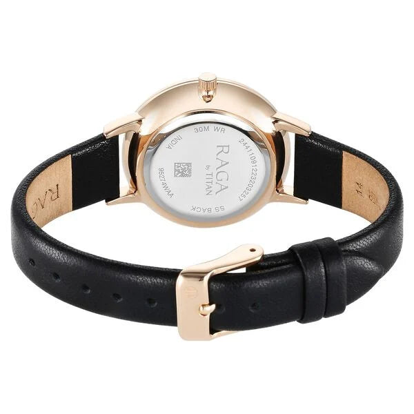 Titan Raga Showstopper Quartz Analog Mother Of Pearl Dial Leather Strap Watch for Women nt95274wl01