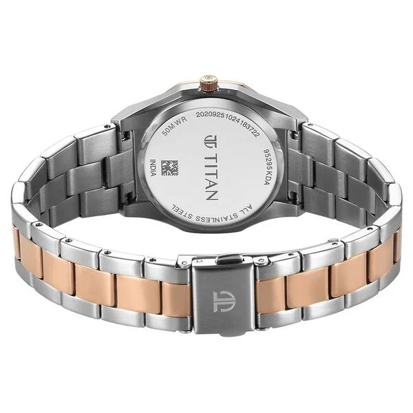 Titan Workday Wonders Quartz Analog with Date Pink Mother Of Pearl Dial Stainless Steel Strap Watch For Women 95295km01