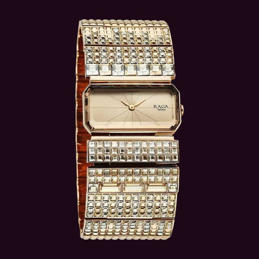 Titan Raga Cocktails Quartz Analog Rose Gold Dial Stainless Steel Strap Watch For Women