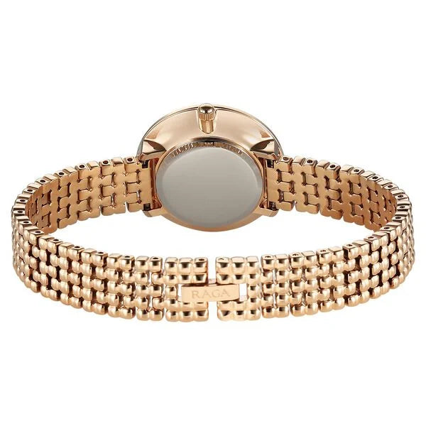 Titan Raga Showstopper Quartz Analog Rose Gold Dial Metal Strap Watch For Women 95350wm01