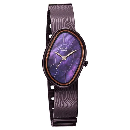 Titan Raga Sierra Quartz Analog Prune - Purple Dial Prune - Purple Metal Strap Watch For Women