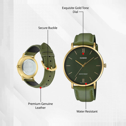 Enticer Men Quartz Green Dial Analog Leather Watch A1782