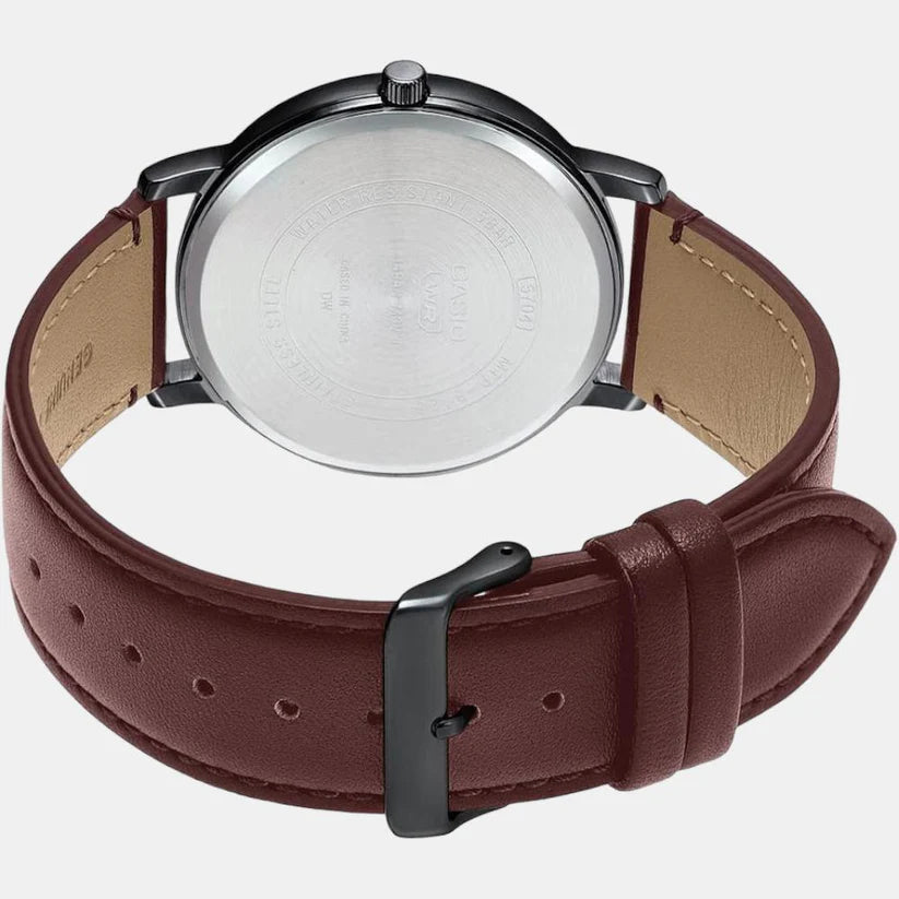 Casio Enticer Men Quartz Black Dial Chronograph Leather Watch A2062