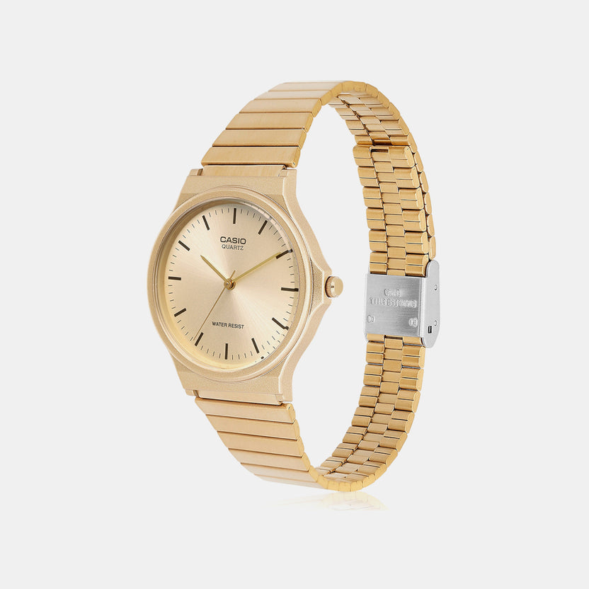 Youth Unisex Quartz Gold Dial Analog Stainless Steel Watch A2297