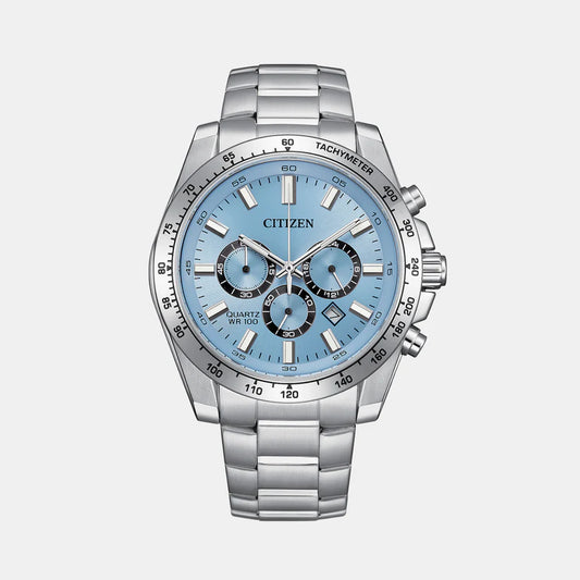 Citizen  Men Quartz Light Blue Dial Chronograph Stainless Steel Watch AN8230-59L