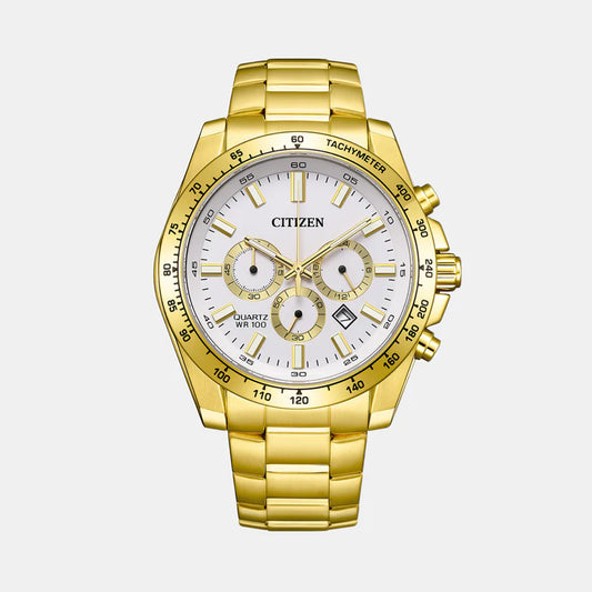 Citizen  Men Quartz White Dial Chronograph Stainless Steel Watch AN8232-53A