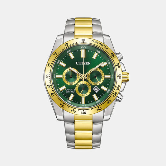 Citizen  Men Quartz Green Dial Chronograph Stainless Steel Watch AN8234-58X