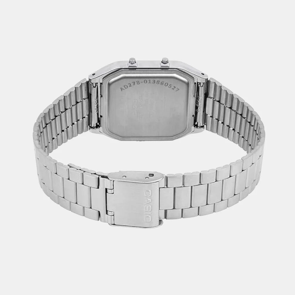 Casio Vintage Unisex Quartz Green Dial Analog Stainless Steel Watch AD278