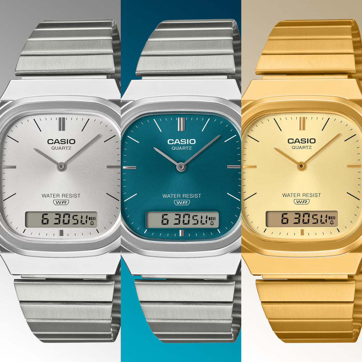 Casio Vintage AQ-240EG-9ADF Analog-Digital Gold Dial Unisex (D421)