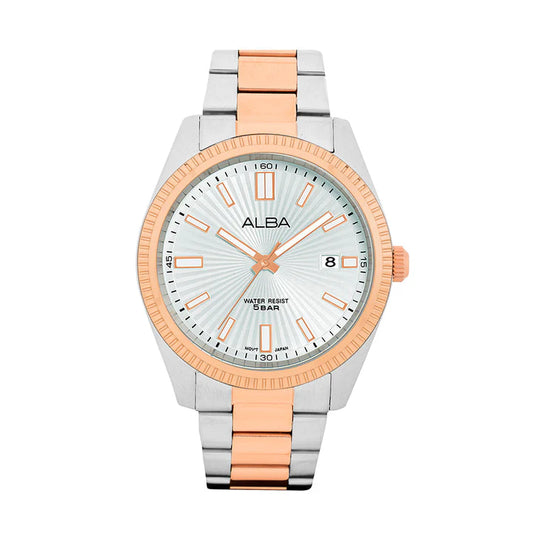 Alba AS9S62X1 Silver White Patterned Dial Watch