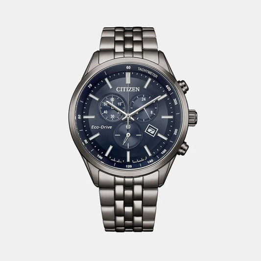 Citizen Eco- Drive Men Blue Dial Chronograph Stainless Steel Watch AT2577-57L