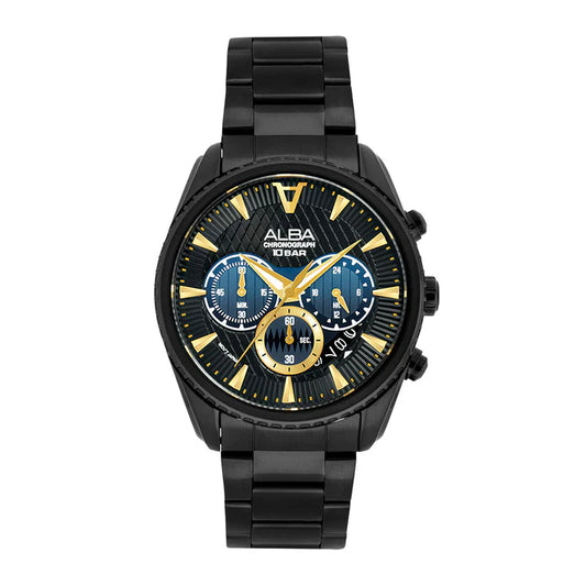 Alba AT3J09X1 Black Textured Dial Chronograph