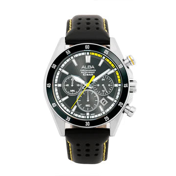 Alba AT3J33X1 Midnight Black Dial with Leather Strap Chronograph