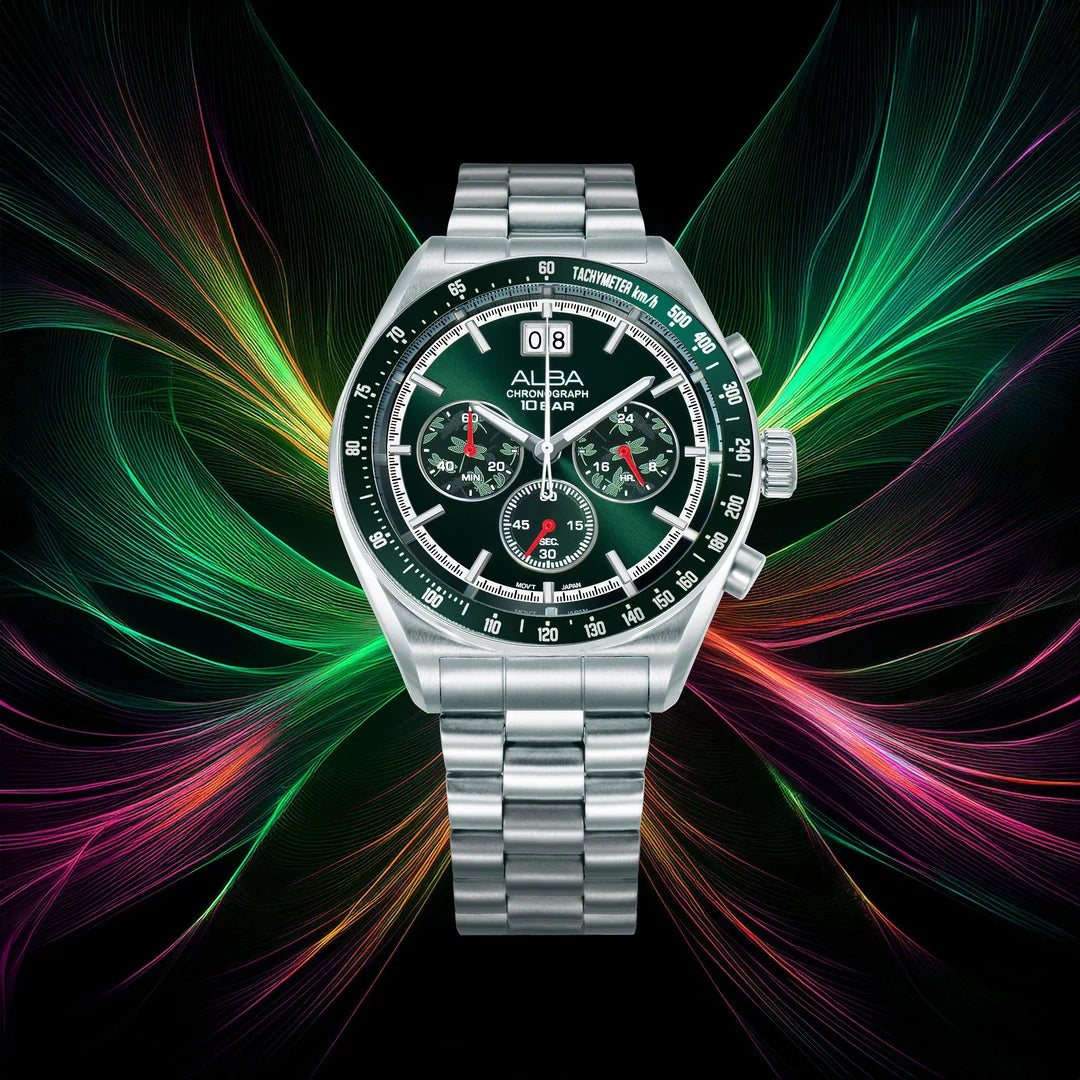 AU5027X2 Green Sunray Dial Chronograph Watch With Additional Srap