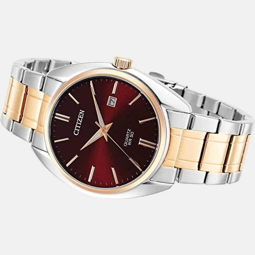 Citizen Hyperion Men Quartz Red Dial Analog Stainless Steel Watch BI5104-57X