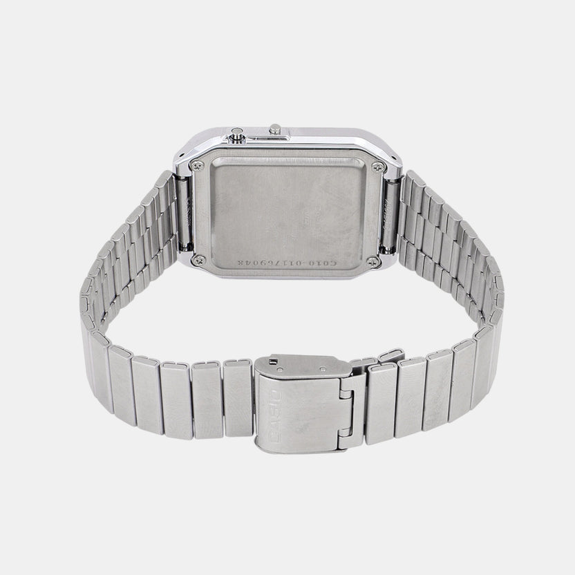 Vintage Unisex Quartz Grey Dial Digital Stainless Steel Watch C010