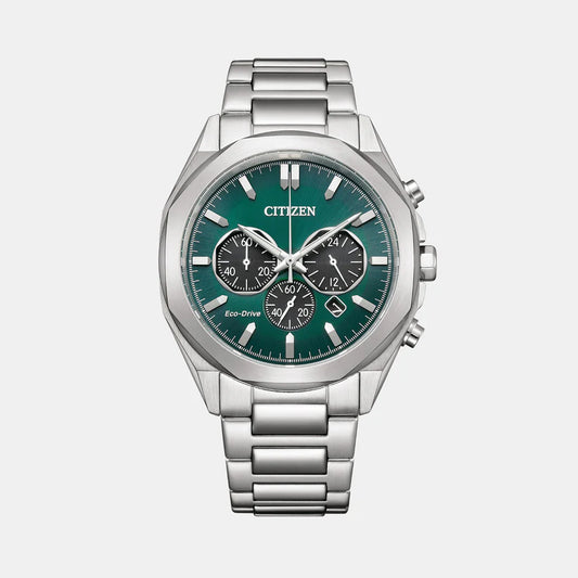 Citizen Men Eco-Drive Green Dial Chronograph Stainless Steel Band Watch CA4590-81X