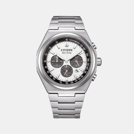 Citizen Zenshin Men Eco Drive Silver Dial Chronograph Titanium Watch CA4610-85A