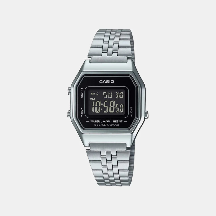 Casio Vintage Women Quartz Black Dial Digital Stainless Steel Watch D125 LA680WA-1DF