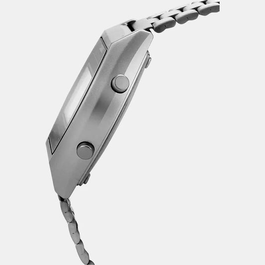 Casio Vintage Men Quartz Black Dial Digital Stainless Steel Watch D129